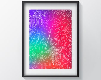 Cosmic Neon  (Giclee Print) Minimalist Art, Contemporary Wall Art Poster Size Print, New Home Gift, Fine Art Modern Print