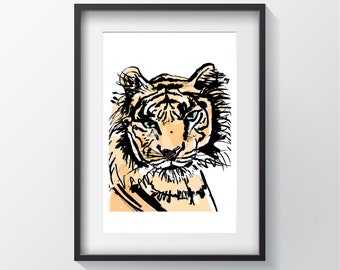 Tony The Tiger  (Giclee Print) Minimalist Art, Contemporary Wall Art Poster Size Print, New Home Gift, Fine Art Modern Print