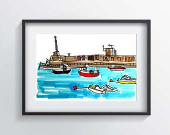 Margate Harbour Arm  (Giclee Print) Minimalist Art, Contemporary Wall Art Poster Size Print, New Home Gift, Fine Art Modern Print