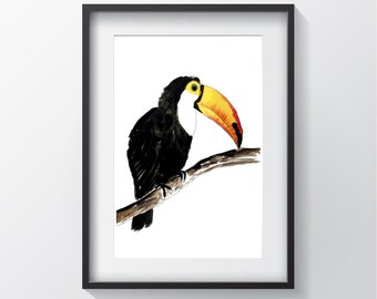 Terrence The Toucan (Giclee Print) Minimalist Art, Contemporary Wall Art Poster Size Print, New Home Gift, Fine Art Modern Print