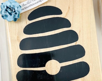 Vintage Retired Stampin Up Wood Mounted Rubber Stamp Definitely Decorative Beehive New in Package Large Icon Bee Honey Hive Sale Stamping