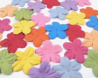 Shades of Bright Colored mulberry paper 4 cm mulberry paper flowers craft scrapbooking mixed media handmade cards journals planners crafts