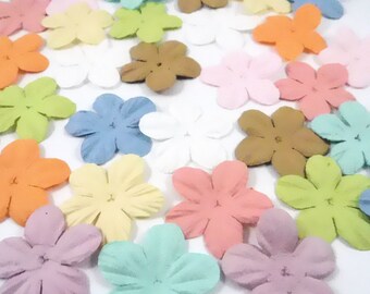 Shades of Pastel Colored mulberry paper 4 cm mulberry paper flowers craft scrapbooking mixed media handmade cards journals planner crafts