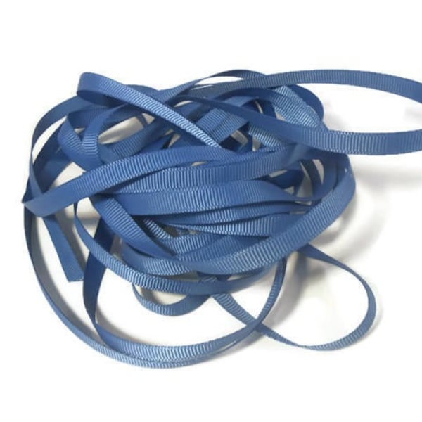 5 Yards Wedgewood Blue Grosgrain Ribbon 1/4 inch wide trim scrapbooking embellishment sewing ribbon supplies mixed media card making