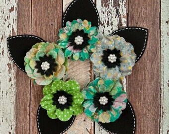 Prima Flowers Free Spirit Bell Bottoms Multi Colored Pack 574260 mulberry paper flowers scrapbooking embellishment Pearl center leaves black
