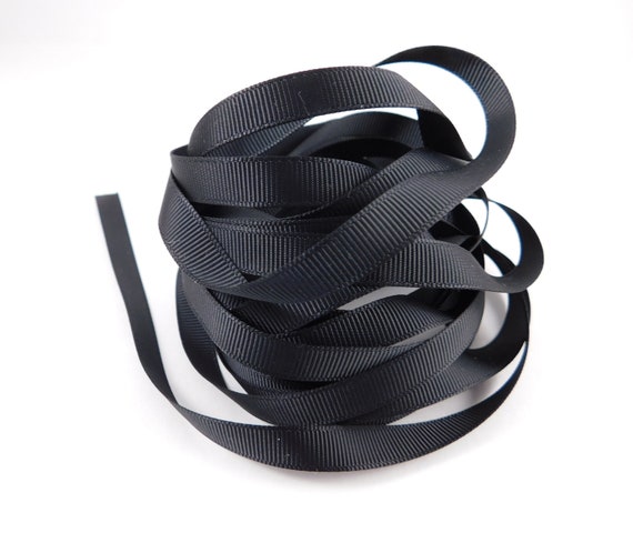 Black Grosgrain Ribbon 3/8 inch wide trim 5 yards scrapbooking  embellishment sewing ribbon accessory supplies mixed media card making