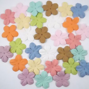 Shades of Pastel Colored mulberry paper 4 cm mulberry paper flowers craft scrapbooking mixed media handmade cards journals planner crafts