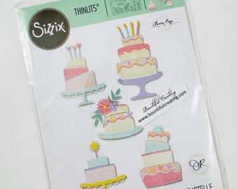 Sizzix Thinlets Build a Cake Dies Set - New, Whimsical Metal Dies for Die Cutting embellishments with machines, cards, scrapbooking supplies