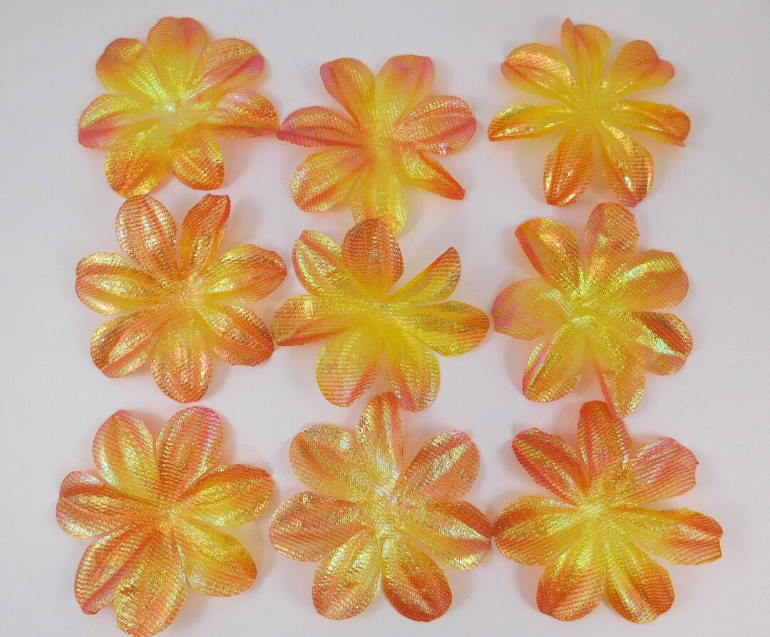 Orange and Red Silk Daisy Flowers Iridescent Semi Sheer Crafting