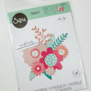 Sizzix Thinlets Bold Flowers Die Set of 9 Dies New in Package - Olivia Rose, Bouquet embellishments, scrapbook supplies, cardmaking, party