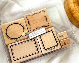 Label Classics Vintage Retired Stampin Up, Wood Mounted Rubber Stamp Set New in Package, Stamping Scrapbook Journal Craft Art Supplies