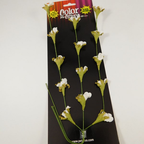 White Floral Vine Petaloo Color Me Crazy Bouquet White Paper Flowering Flowers Green stems 1574-002 bouquets scrapbooking craft flowers