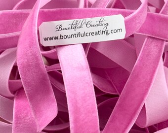 Pink Velvet Soft Single Sided Ribbon New in Package 5 yards 1/2" wide trim embellishment, decoration, scrapbooks junk journals gift wrapping