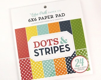 Echo Park 6 x 6 Paper Pad Dots and Stripes Summer Collection 24 heavy 65 pound paper All Dots cardstock scrapbook supplies double sided