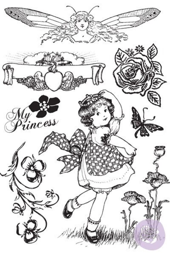 Prima Marketing 636074 Midnight Garden Cling Rubber Stamps /& Stencil