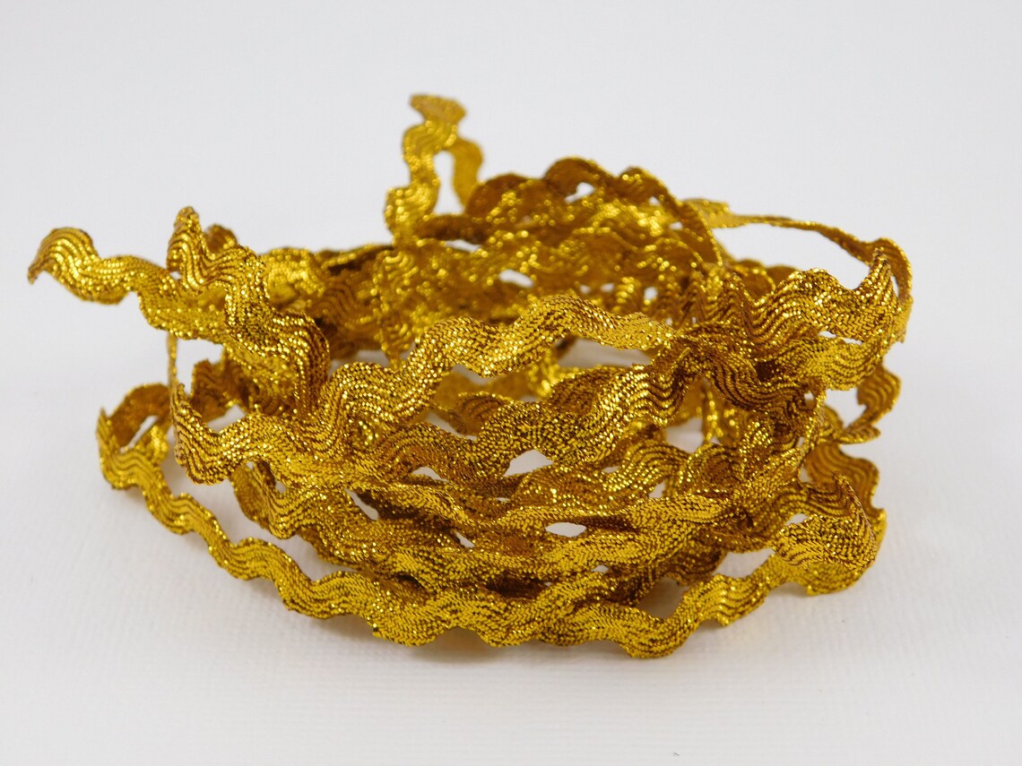 Metallic Gold Ric Rac Shiny Textured Ribbon 8mm Wide Trim 3 Etsy
