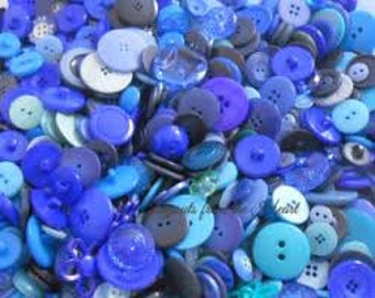 50 Premium Button Embellishments Random Sampler Assortment Blue, crafts, scrapbooking sewing collection button blue, light blue shank holes