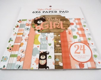 Echo Park Paper Co 6 x 6 Paper Pad Baby Girl 24 double sided heavy 65 pound cardstock scrapbooking card supplies scrapbooking cardmaking