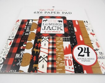 Echo Park Paper Co 6 x 6 Paper Pad Little Lumber Jack 24 double sided heavy 65 pound cardstock scrapbooking card supplies scrapbooking Woods