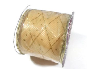 2.5 inch wide Gold Sheer Organza Ribbon 108 inches for scrapbooking, cards, bows, sewing, Beautiful Trim Embellishment