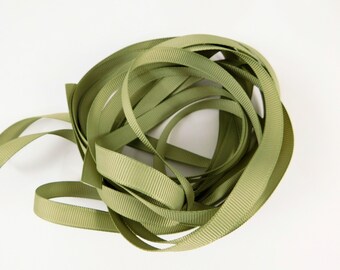 5 Yards Moss Green Grosgrain Ribbon 3/8 Inch Wide Trim