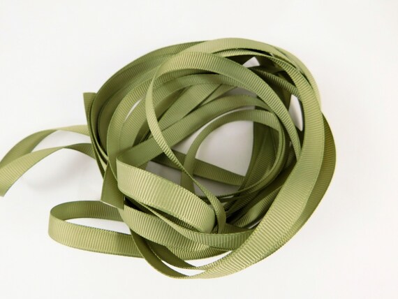5 Yards Moss Green Grosgrain Ribbon 3/8 Inch Wide Trim
