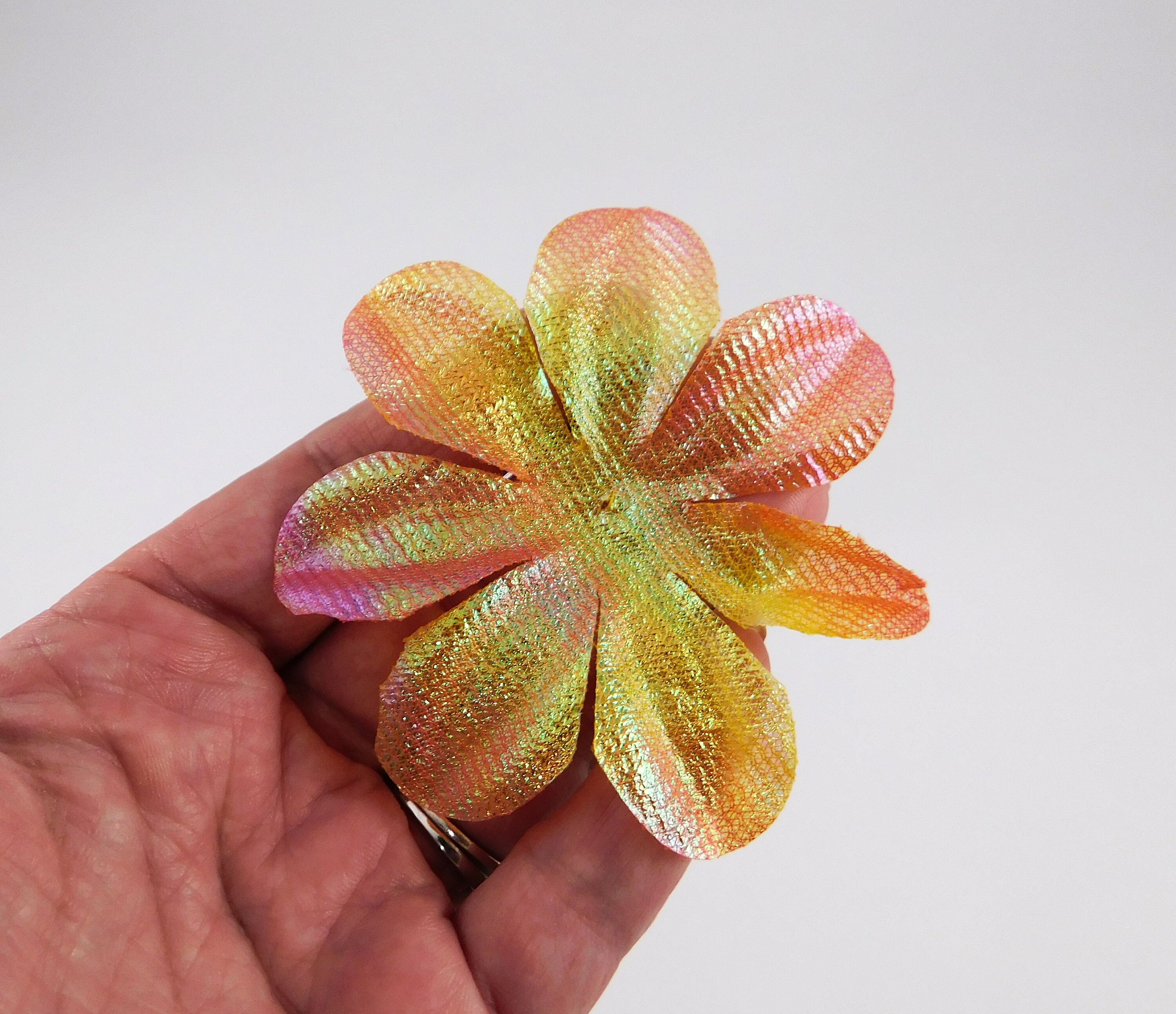 Orange and Red Silk Daisy Flowers Iridescent Semi Sheer Etsy