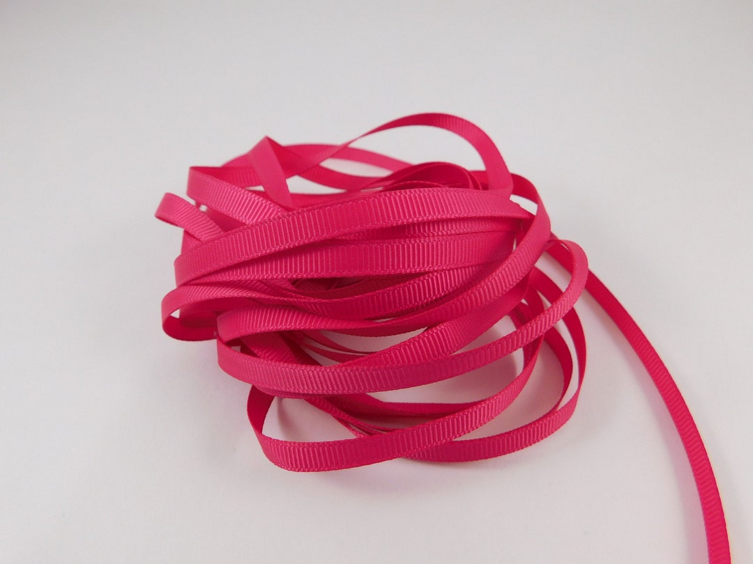 50 Yards Fuchsia Pink Grosgrain Ribbon 1/4 Inch Wide Trim