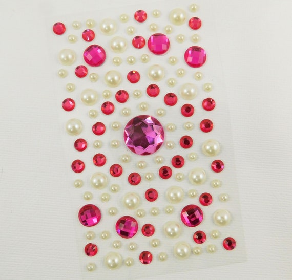 Pink Heart Rhinestone Stickers Self Adhesive Embellishments Crafts