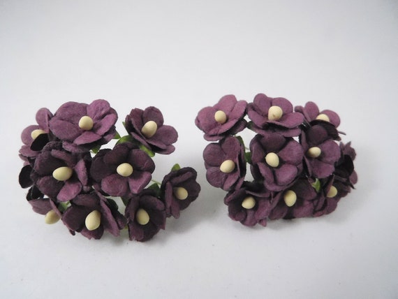 5/8 Inch Scrapbooking Paper Primrose Flowers Stems Dark Purple Scrapbook  Mulberry Paper Card Supplies Paper Mini Tiny Small Embellishment 