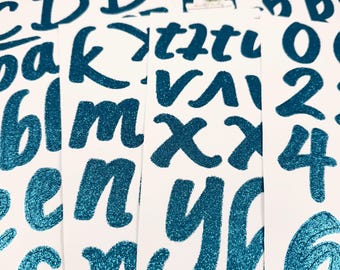 Large Turquoise Teal Glitter Alphabet Sticker 8 Sheet Set New in Package - 12" x 7" Scrapbooking, Cards, Banners, Posters, Decals, Supplies