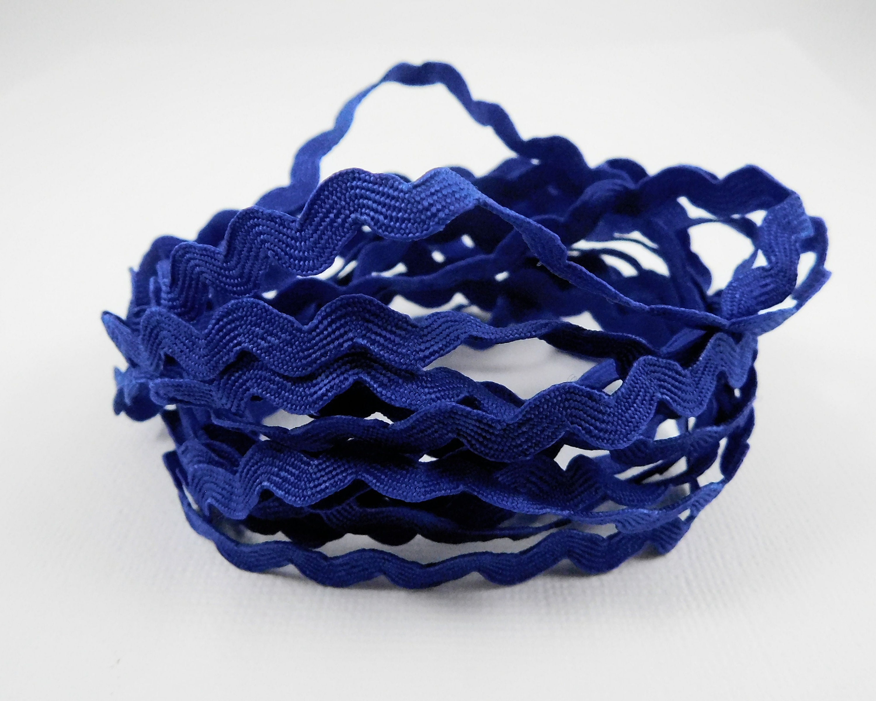 Dark Blue Ric Rac Textured Ribbon 8mm Wide Trim 3 Yards Etsy