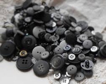 50 Premium Button Embellishments Random Sampler Assortment Gray (gray) Black, crafts, scrapbooking sewing collection button black mix