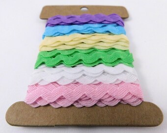 Pastel Ric Rac Assortment Pretty Textured Ribbon 5mm wide trim 6 Yards Total scrapbooking embellishment sewing mixed media card making