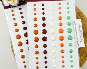 Echo Park Enamel Dots stickers -2 Packs- My Favorite Fall Cabochon Dot Orange Brown Ivory Rust Green Scrapbook Journal Embellishments round