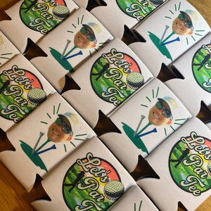 Golf birthday, let’s par tee, golfer, golf tournament birthday party, bachelor party, party favors, can covers, golf trip, funny party decor