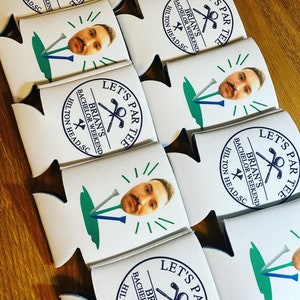 Golf birthday, let’s par tee, golfer, golf tournament birthday party, bachelor party, party favors, can covers, golf trip, funny party decor
