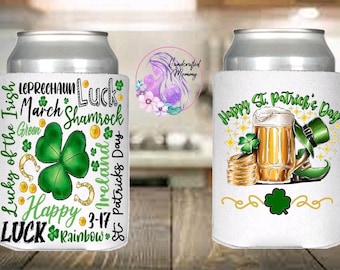 St Patrick’s day, party favors, can covers, luck of the Irish, St Patty’s day, March 17th, shamrock, green, let’s patty, St Pats day, clover