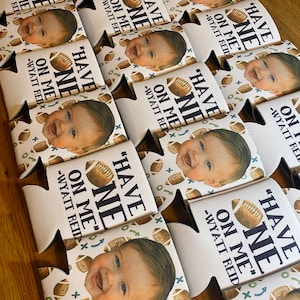 First birthday, football birthday, 1st year down, have one one me, birthday decor, first birthday, party favors, can covers, can cooler