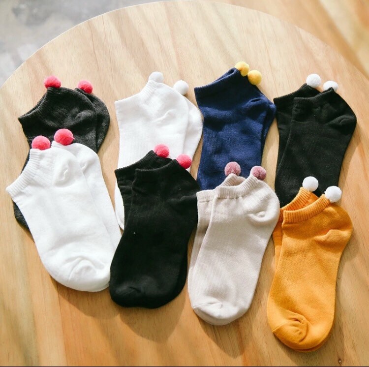 Ladies fun pom pom socks cotton socks pom pom socks kawaii Etsy