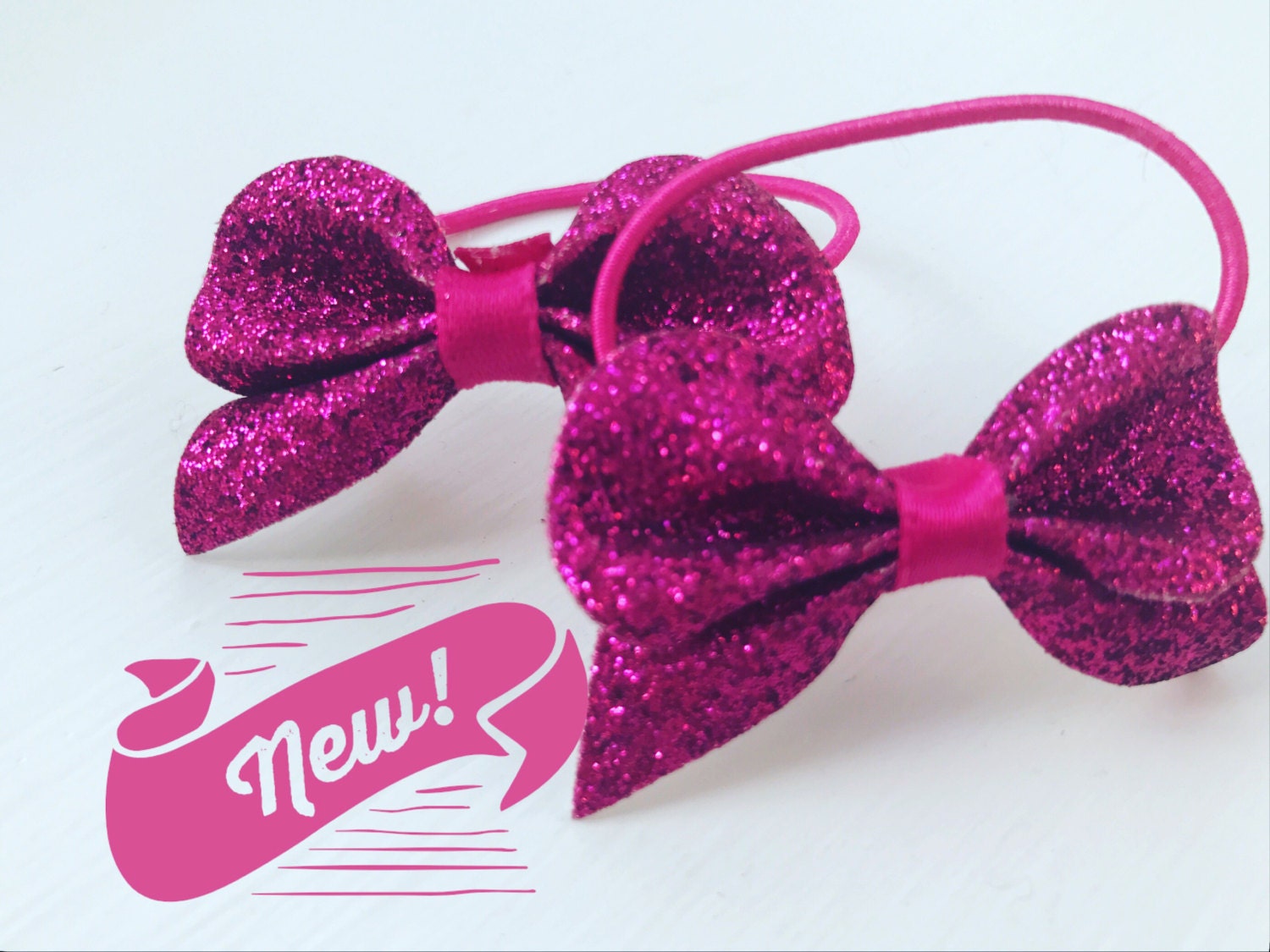 Girls Glitter Bow Hair Bobbles small bow hair bobble sparkle Etsy
