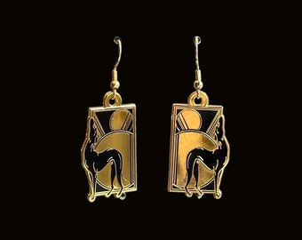 Gatsby Earrings | Black Greyhound | Whippet | Italian Greyhound | Enamel Earrings