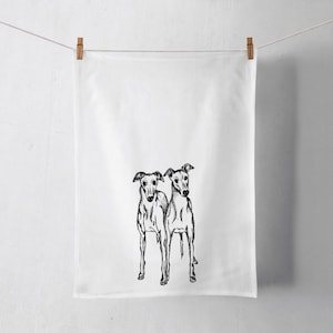 Double Trouble Tea Towel | Greyhound | Whippet | Italian Greyhound