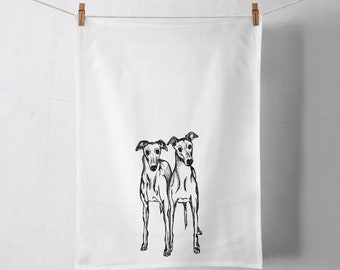 Double Trouble Tea Towel | Greyhound | Whippet | Italian Greyhound