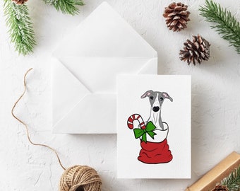 Christmas card | whippet | greyhound | Italian greyhound