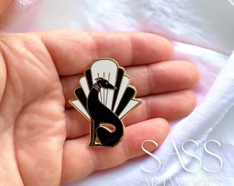 Deco Hound enamel pin | Greyhound | Whippet | Italian Greyhound | Enamel Pin | Brooch | Black greyhound