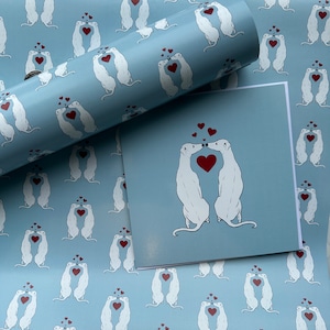 Smoochies Love Geschenkpapier und Karten Pack Windhund Whippet Italienischer Windhund Valentinstag Hochzeitstag