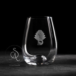 Deco Hound stemless wine glass | Greyhound | Whippet | Italian Greyhound