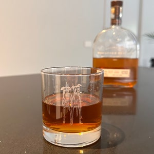 Etched Whiskey Glass - Double Trouble Greyhound Dog Design - Gift for Dog Lover - Scotch  Tumbler - Birthday, Father's Day, Anniversary