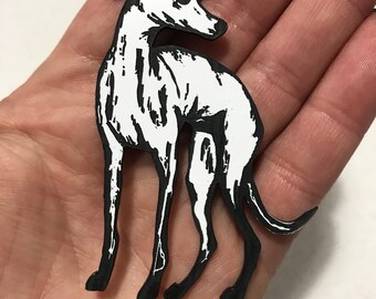 Hound brooch - white